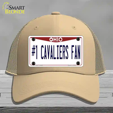 Number 1 Cavaliers Fan Novelty License Plate Hat Tag Mesh / Khaki