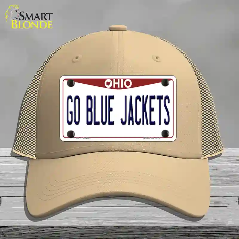 Go Blue Jackets Novelty License Plate Hat Tag Mesh / Khaki