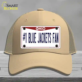 Number 1 Blue Jackets Fan Novelty License Plate Hat Tag Mesh / Khaki