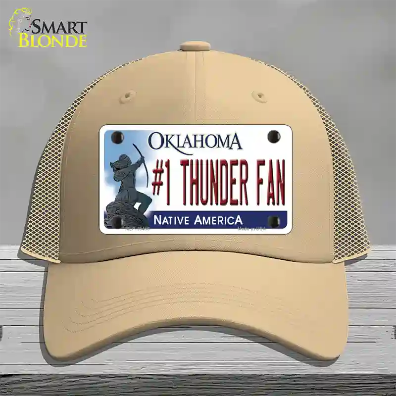 Number 1 Thunder Fan Novelty License Plate Hat Tag Mesh / Khaki