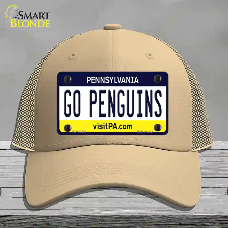 Go Penguins Novelty License Plate Hat Tag Mesh / Khaki