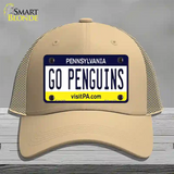 Go Penguins Novelty License Plate Hat Tag Mesh / Khaki