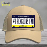 Number 1 Penguins Fan Novelty License Plate Hat Tag Mesh / Khaki