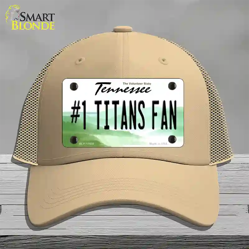 Number 1 Titans Fan Novelty License Plate Hat Tag Mesh / Khaki