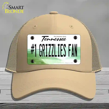 Number 1 Grizzlies Fan Novelty License Plate Hat Tag Mesh / Khaki