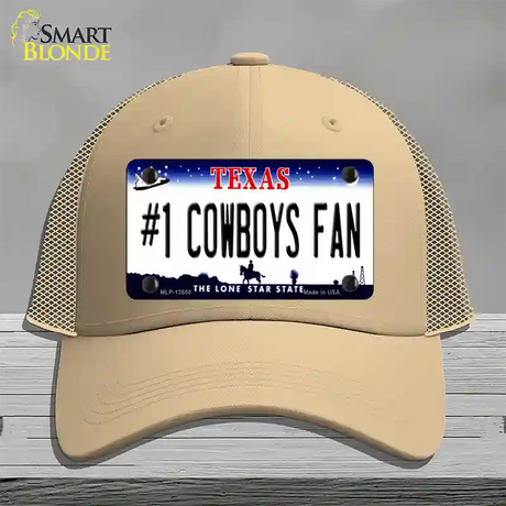 Number 1 Cowboys Fan Novelty License Plate Hat Tag Mesh / Khaki