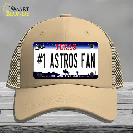 Number 1 Astros Fan Novelty License Plate Hat Tag Mesh / Khaki