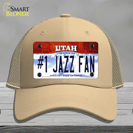 Number 1 Jazz Fan Novelty License Plate Hat Tag Mesh / Khaki