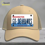 Go Seahawks Novelty License Plate Hat Tag Mesh / Khaki