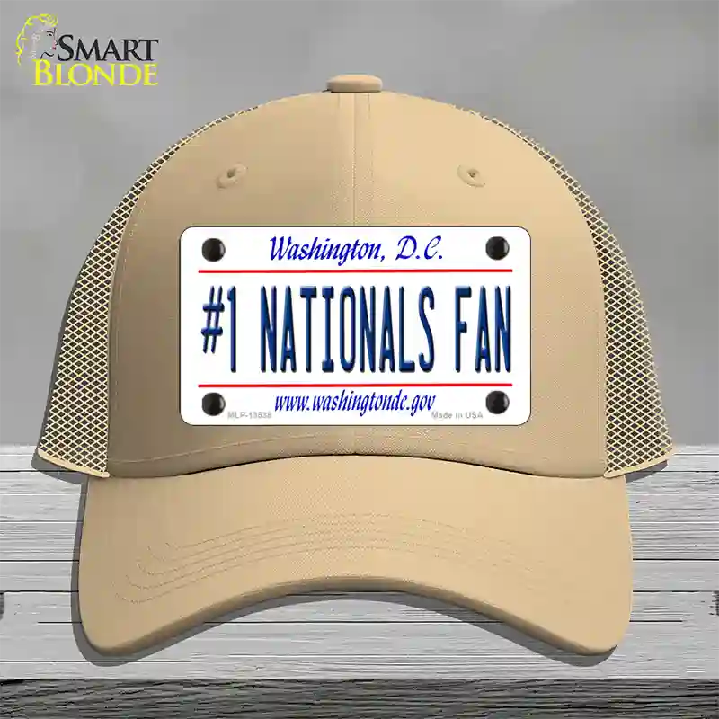 Number 1 Nationals Fan Novelty License Plate Hat Tag Mesh / Khaki