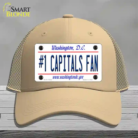 Number 1 Capitals Fan Novelty License Plate Hat Tag Mesh / Khaki