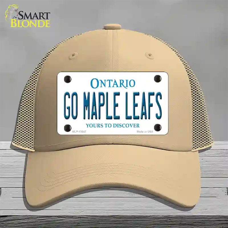 Go Maple Leafs Novelty License Plate Hat Tag Mesh / Khaki