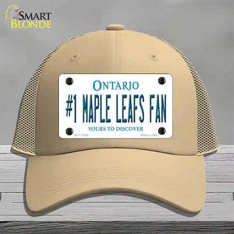 Number 1 Maple Leafs Fan Novelty License Plate Hat Tag Mesh / Khaki