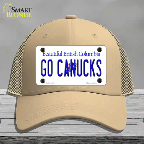 Go Canucks Novelty License Plate Hat Tag Mesh / Khaki