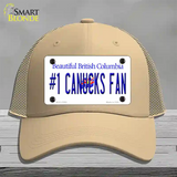 Number 1 Canucks Fan Novelty License Plate Hat Tag Mesh / Khaki