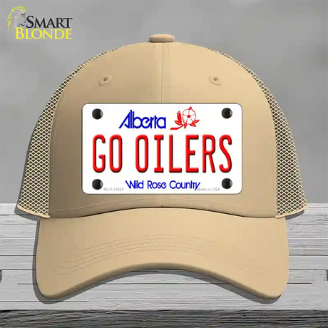 Go Oilers Novelty License Plate Hat Tag Mesh / Khaki