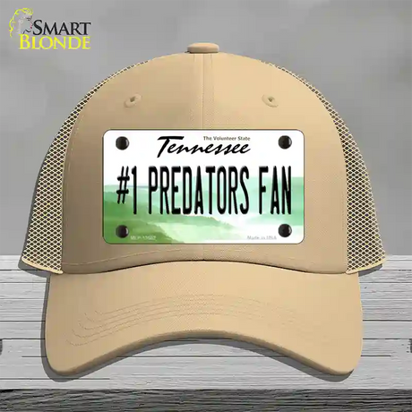 Number 1 Predators Fan Novelty License Plate Hat Tag Mesh / Khaki