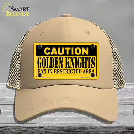 Caution Golden Knights Novelty License Plate Hat Tag Mesh / Khaki