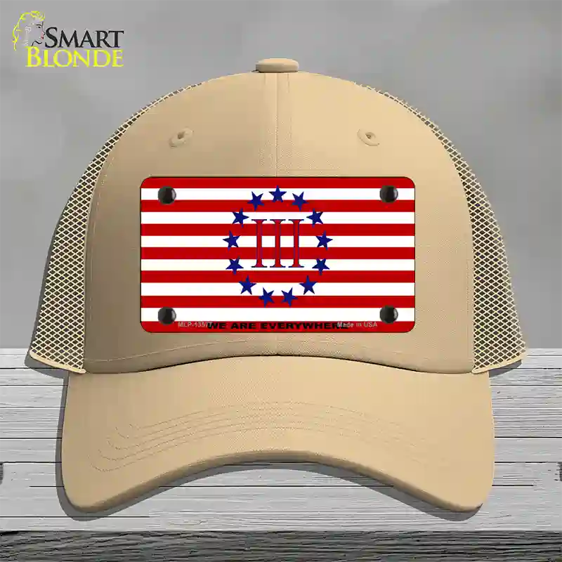 We Are Everywhere 3 Percent Novelty License Plate Hat Tag Mesh / Khaki