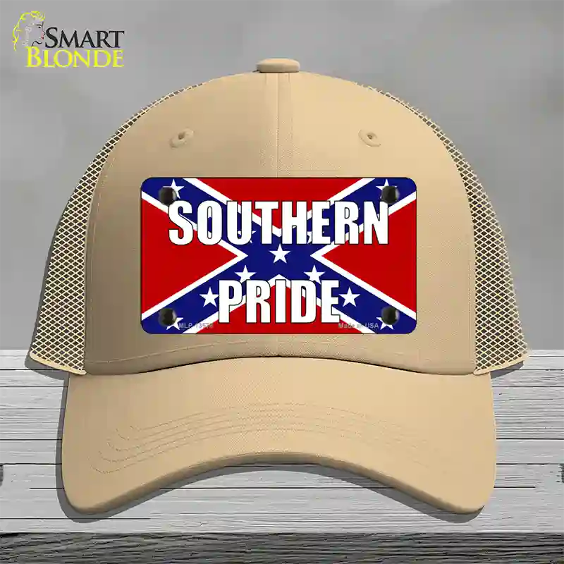 Southern Pride Confederate Novelty License Plate Hat Tag Mesh / Khaki