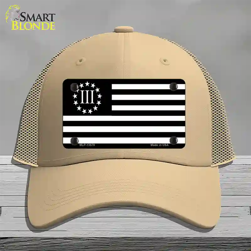 3 Percenter American Flag Novelty License Plate Hat Tag Mesh / Khaki