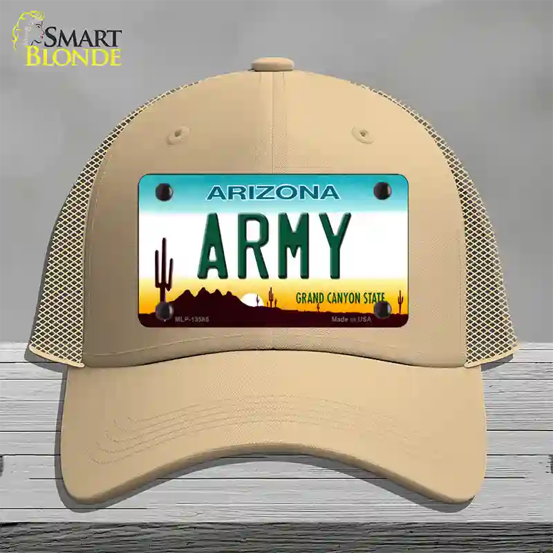 Army Arizona Novelty License Plate Hat Tag Mesh / Khaki