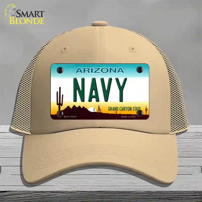 Navy Arizona Novelty License Plate Hat Tag Mesh / Khaki