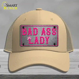 Bad Ass Lady Novelty License Plate Hat Tag Mesh / Khaki