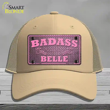 Badass Southern Belle Novelty License Plate Hat Tag Mesh / Khaki