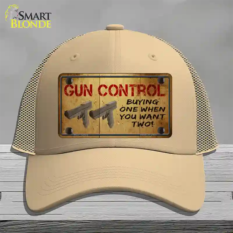 Gun Control Buying Only One Novelty License Plate Hat Tag Mesh / Khaki