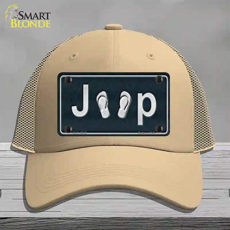 J**P Flipflop Novelty License Plate Hat Tag Mesh / Khaki