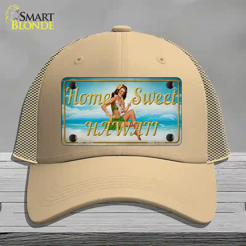 Home Sweet Hawaii Novelty License Plate Hat Tag Mesh / Khaki