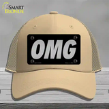 OMG Black Novelty License Plate Hat Tag Mesh / Khaki