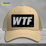 WTF Black Novelty License Plate Hat Tag Mesh / Khaki