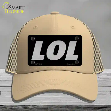 LOL Black Novelty License Plate Hat Tag Mesh / Khaki