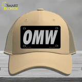 OMW Black Novelty License Plate Hat Tag Mesh / Khaki