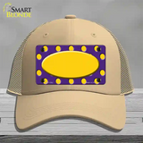 Yellow Purple Polka Dot Center Oval Novelty License Plate Hat Mesh / Khaki