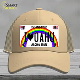 I Heart Oahu Novelty License Plate Hat Tag Mesh / Khaki