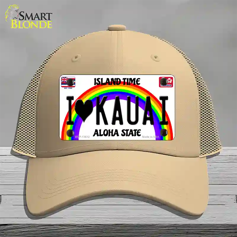 I Heart Kauai Novelty License Plate Hat Tag Mesh / Khaki