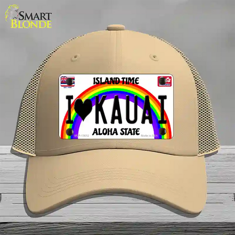 I Heart Kauai Novelty License Plate Hat Tag Mesh / Khaki