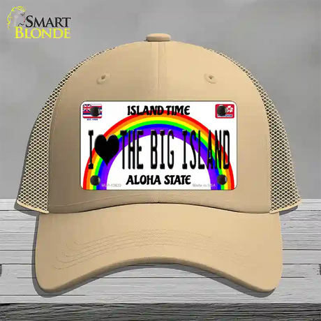 I Heart Big Island Novelty License Plate Hat Tag Mesh / Khaki