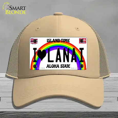 I Heart Lanai Novelty License Plate Hat Tag Mesh / Khaki