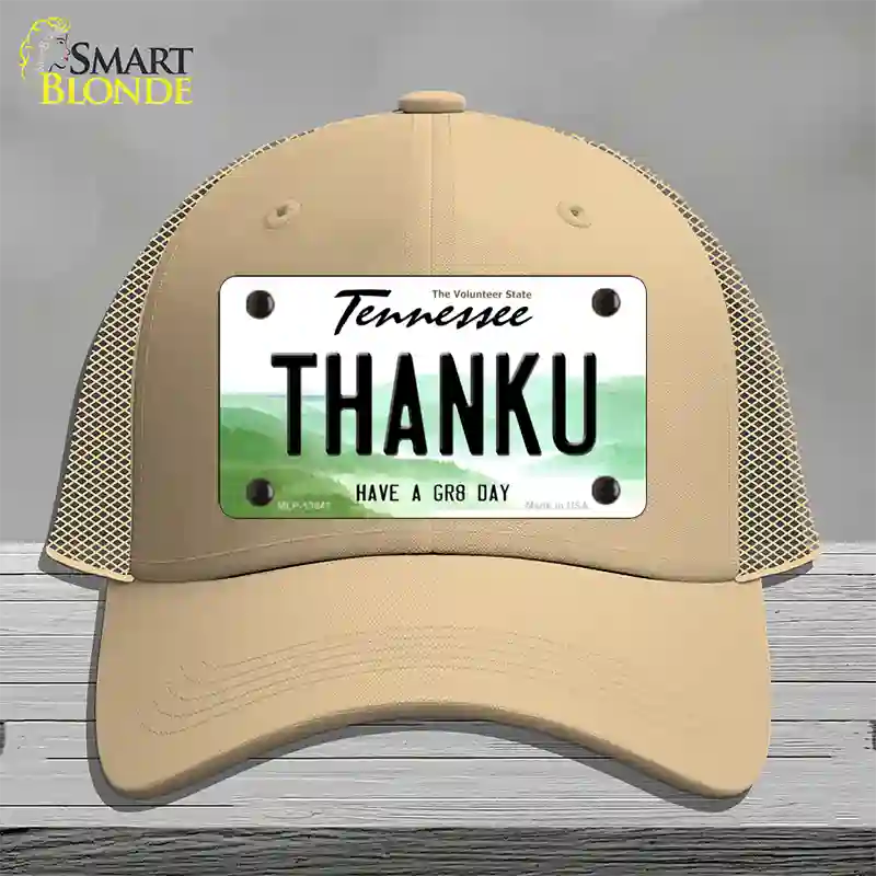 Thank You Novelty License Plate Hat Tag Mesh / Khaki