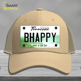 Be Happy Novelty License Plate Hat Tag Mesh / Khaki