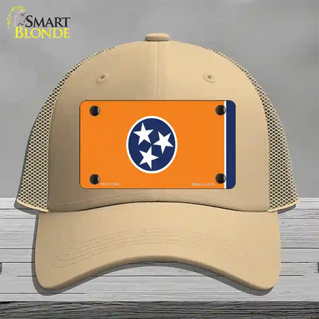 Tennessee Flag Orange Novelty License Plate Hat Tag Mesh / Khaki