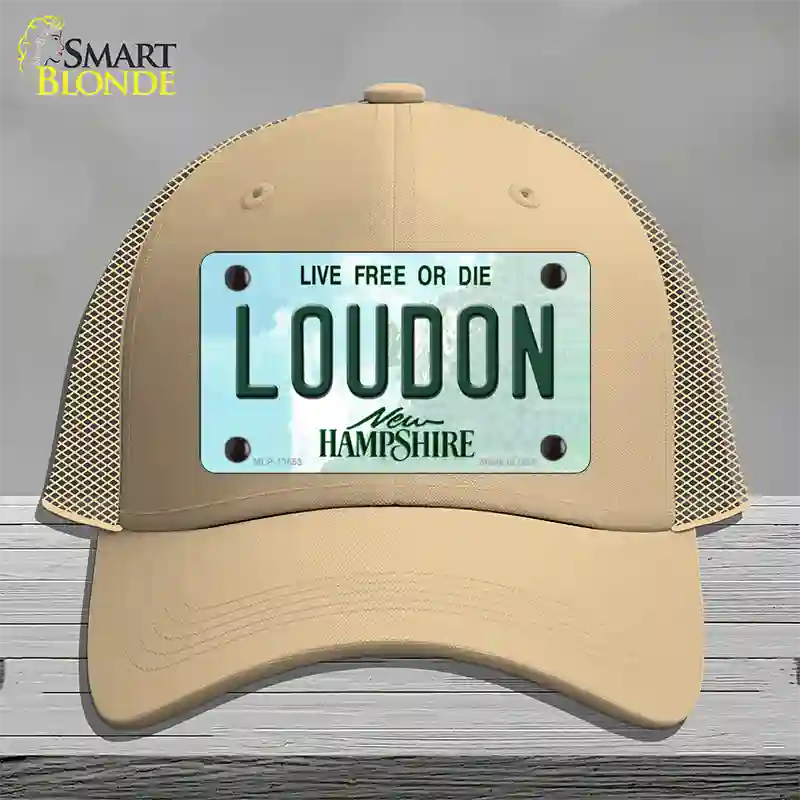 Loudon New Hampshire Novelty License Plate Hat Tag Mesh / Khaki