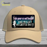 Take Your Ex Out One Bulllet Novelty License Plate Hat Tag Mesh / Khaki