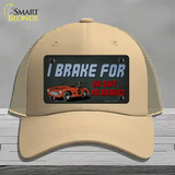 Oh Shit No Brakes Novelty License Plate Hat Tag Mesh / Khaki