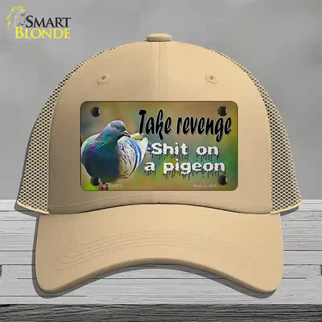 Shit On A Pigeon Novelty License Plate Hat Tag Mesh / Khaki