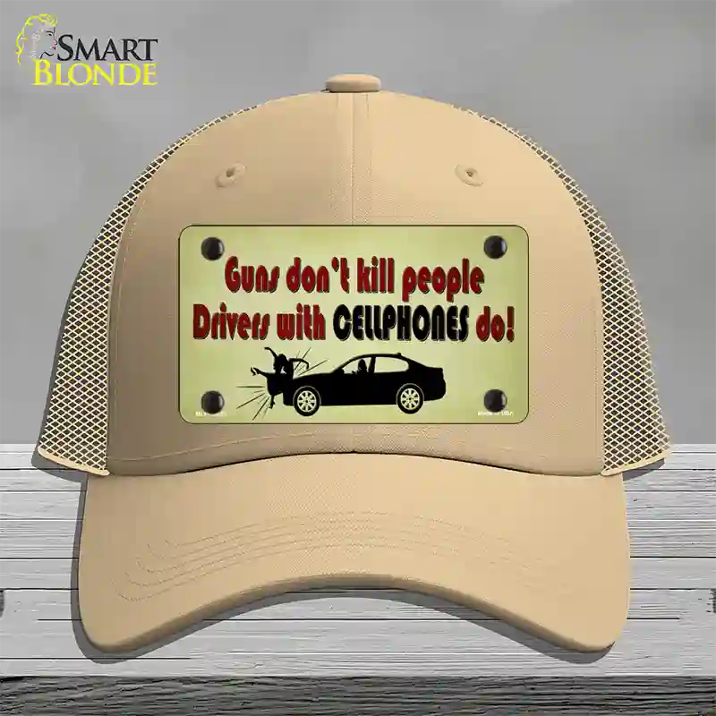 Drivers With Cellphones Do Novelty License Plate Hat Tag Mesh / Khaki